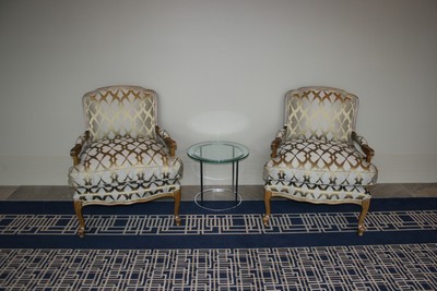 Armchairs and glass sidetable
